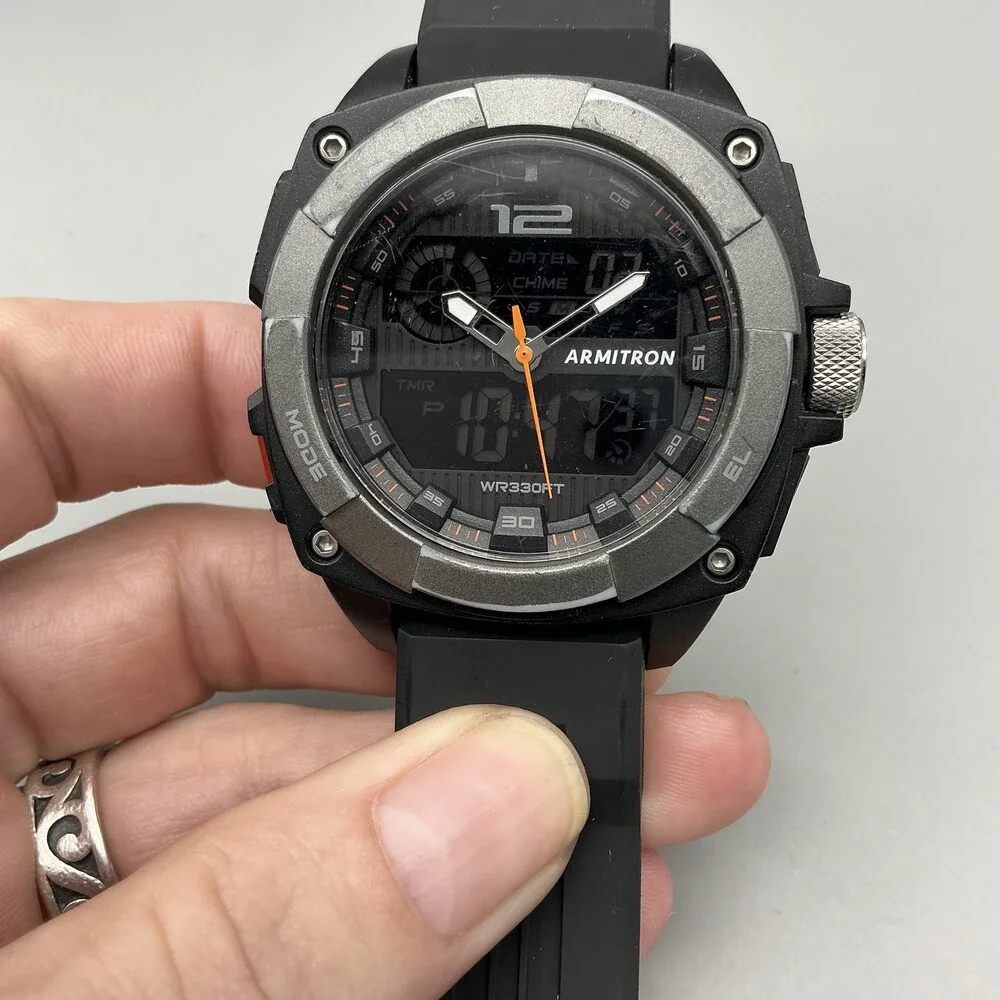 Armitron Mens Watch 45mm Black Dial Pro Sport Analog Digital 2015372 WR330ft